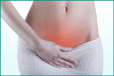 Dammschmerzen bei einer Frau mit Zystitis